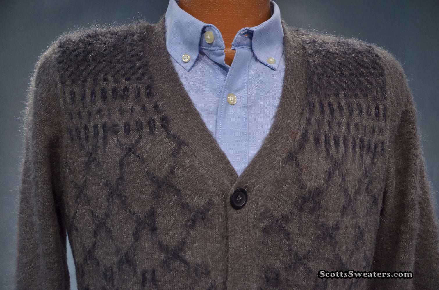 Charcoal grey men's mohair sweater with black skull design by Zara small size
