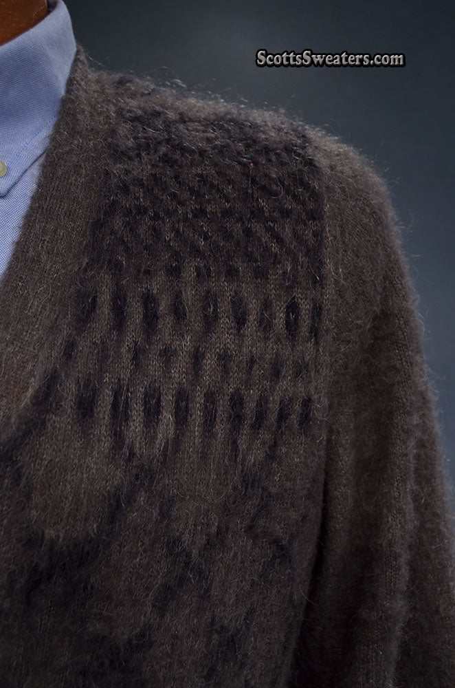 Charcoal grey men's mohair sweater with black skull design by Zara