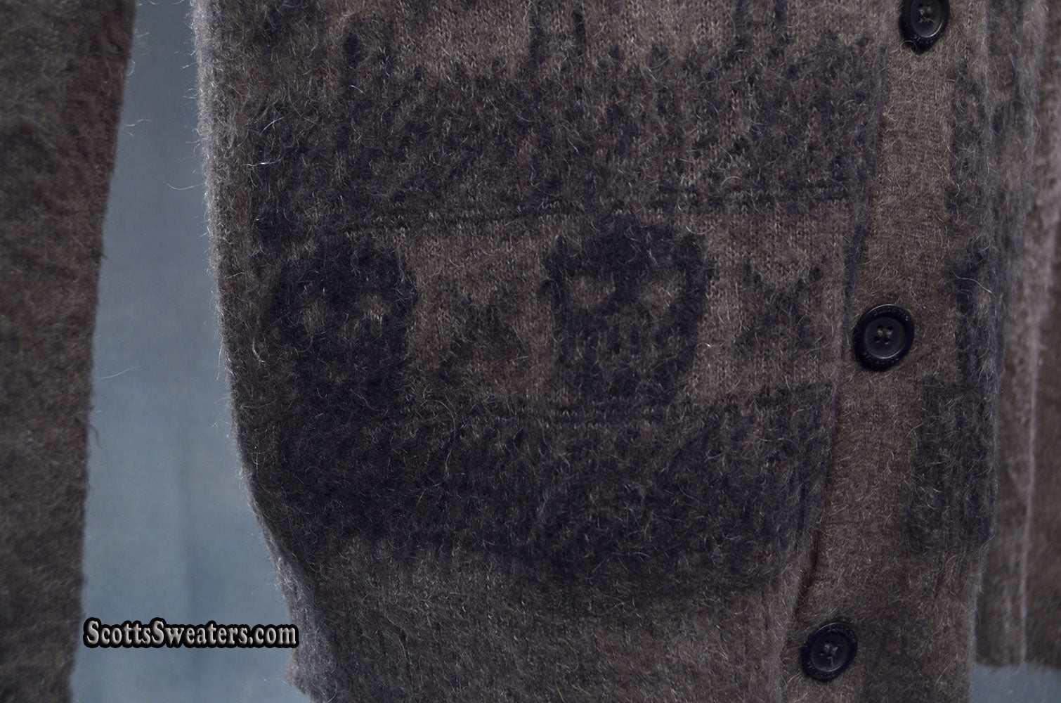 Charcoal grey men's mohair sweater with black skull design by Zara