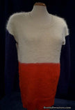 White, red, and navy color-block mohair sweater by Madewell in small-medium size