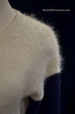 White-red-navy mohair color-block sweater with round neck by Madewell, size small-medium