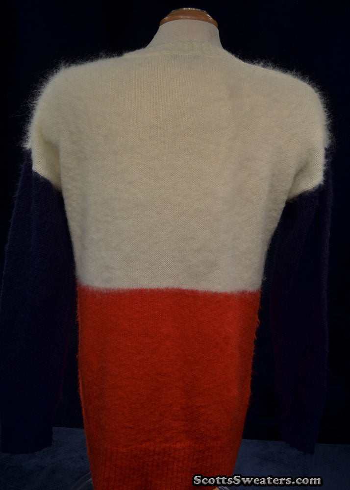 White red navy mohair color-block sweater by Madewell, size small-medium