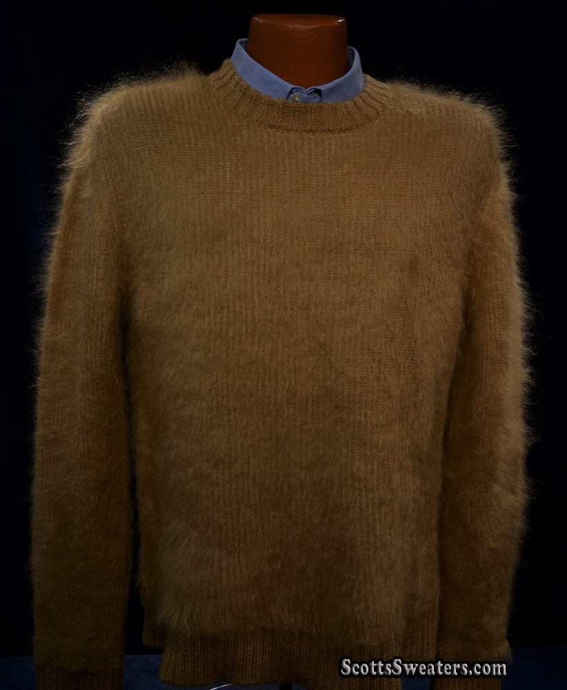 Men's beige mohair crewneck sweater by Calvin Klein Raf Simons small-medium