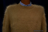 Men's beige mohair crewneck sweater by Calvin Klein Raf Simons small-medium