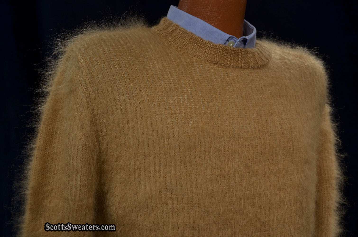 Men's beige mohair crewneck sweater by Calvin Klein Raf Simons, size Small-Medium