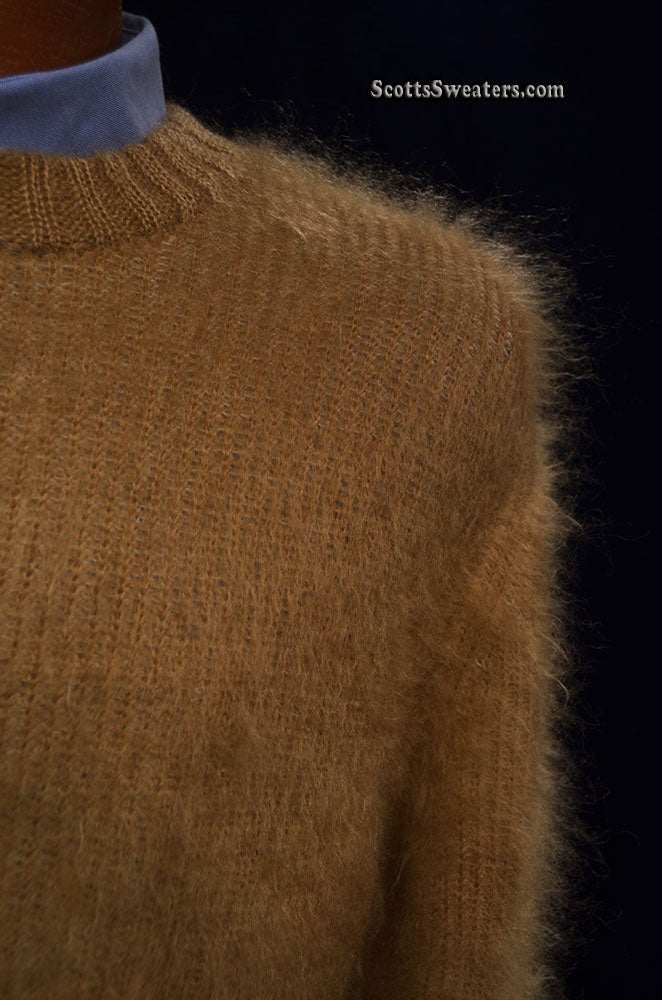 Beige mohair crewneck sweater by Calvin Klein Raf Simons for men, size Small-Medium
