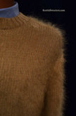 Beige mohair crewneck sweater by Calvin Klein Raf Simons for men, size Small-Medium