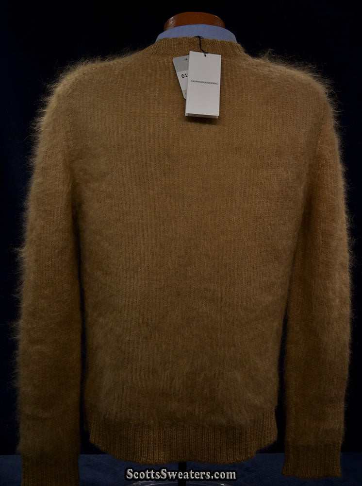 Beige mohair crewneck sweater for men by Calvin Klein - Raf Simons, size Small-Medium