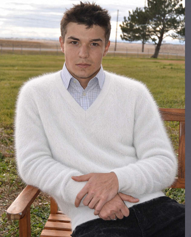 Men's Ultra-Soft Angora V-Neck Sweater