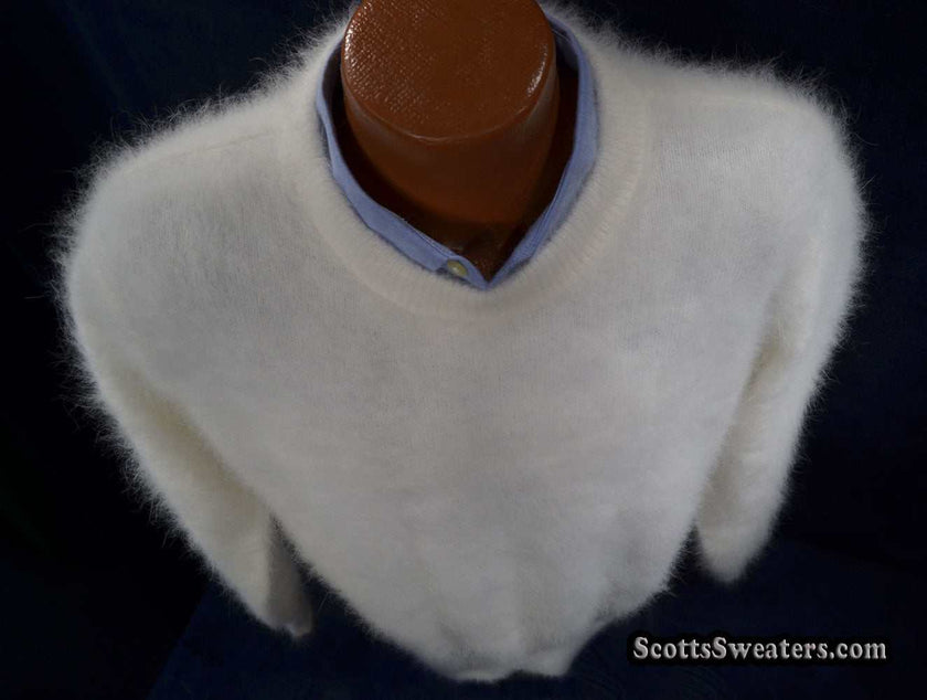 Men's ultra-soft angora crewneck sweater in multiple colors and sizes, warm and luxurious