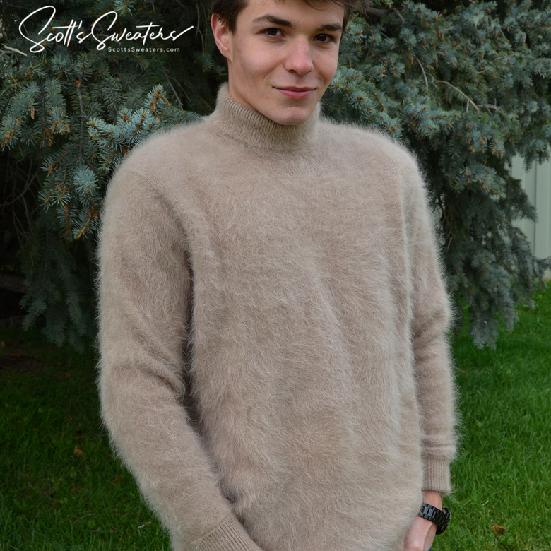 Men's Turtleneck ultra-soft angora sweater Tan