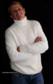 Men's Turtleneck ultra-soft angora sweater White