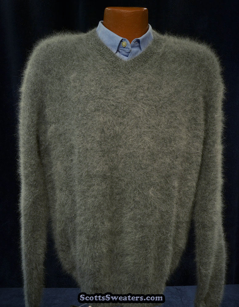 Ultraweicher Angora-Pullover mit V-Ausschnitt für Herren