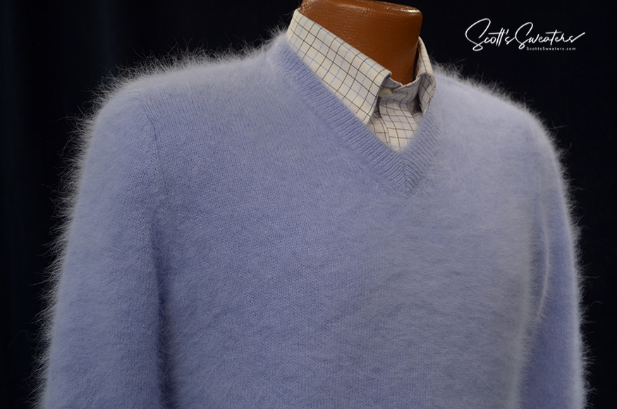 Ultraweicher Angora-Pullover mit V-Ausschnitt für Herren