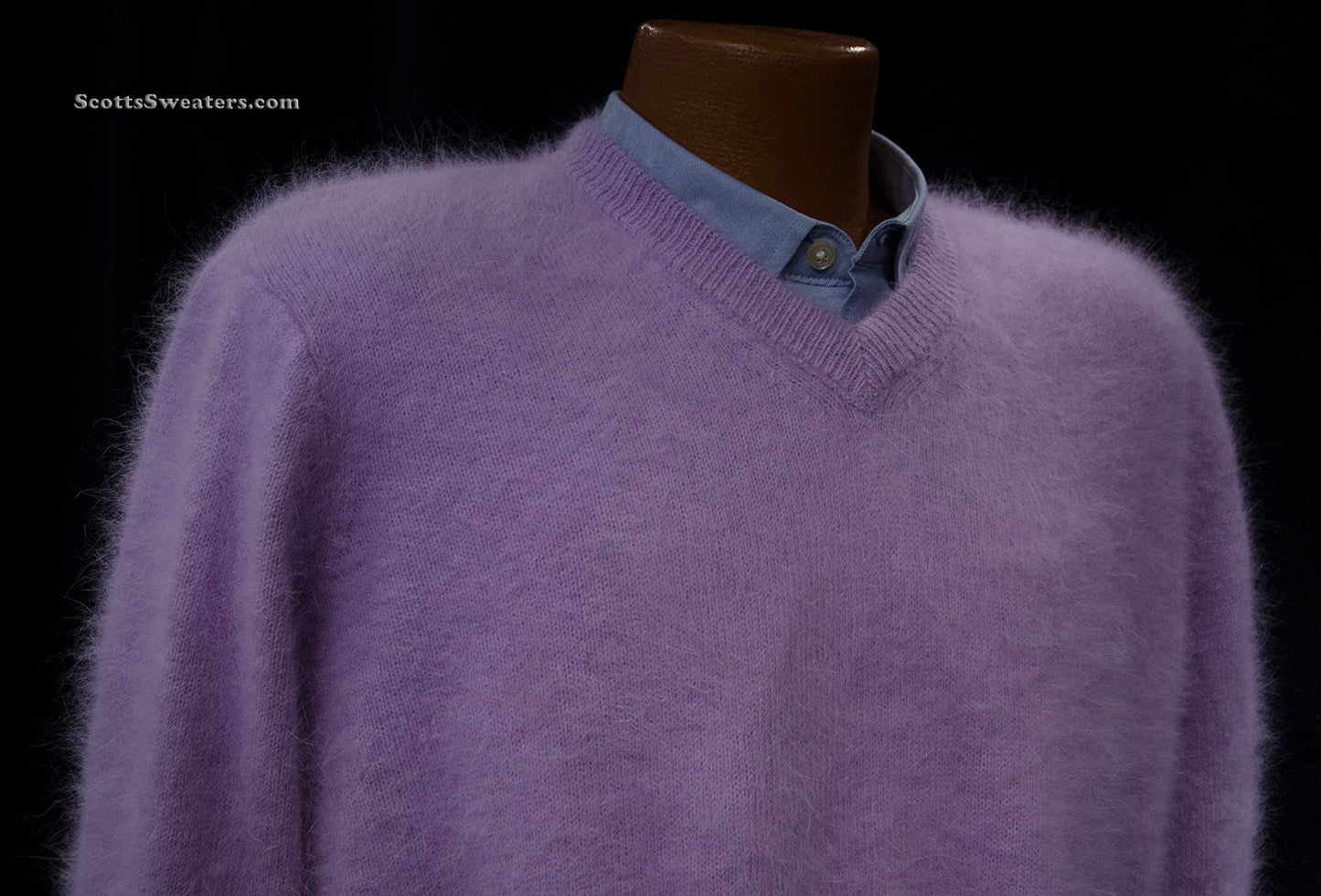 Ultraweicher Angora-Pullover mit V-Ausschnitt für Herren