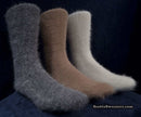 Men's angora dress socks made of 70% angora with nylon and spandex blend, matching angora sweaters, breathable and comfortable year-round.