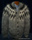 Hand-knit men's cardigan mohair sweater size Large