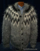 Hand-knit men's cardigan mohair sweater size Large