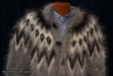 Hand-knit men's cardigan mohair sweater size Large