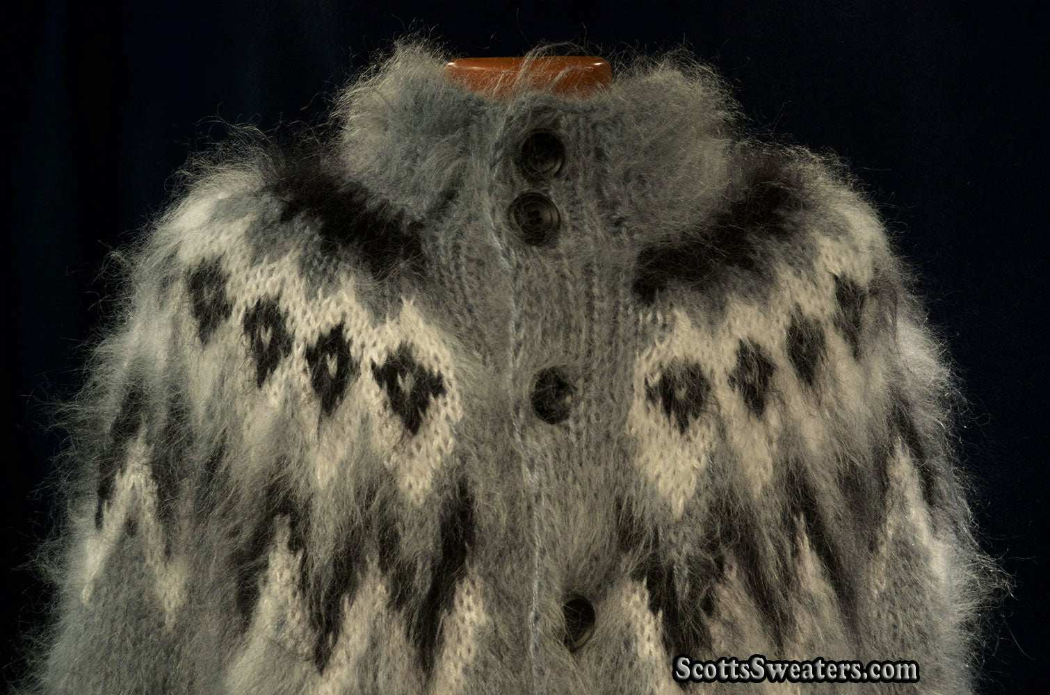 Hand-knit men's cardigan mohair sweater size Large