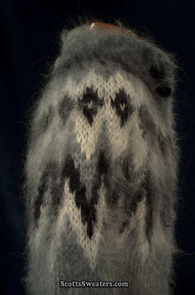 Hand-knit men's cardigan mohair sweater size Large