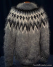 Hand-knit men's cardigan mohair sweater size Large