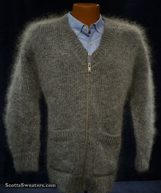 Luxuriös weicher Mohair-Cardigan mit Reißverschluss vorne für Herren