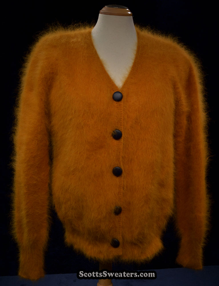 Woman's Gold Ultra-Soft Angora Cardigan Sweater