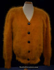 Woman's gold ultra-soft angora cardigan sweater medium size button-front by Scott's Sweaters