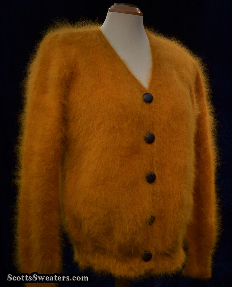 Woman's Gold Ultra-Soft Angora Cardigan Sweater