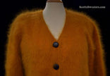 Woman's gold ultra-soft button-front angora cardigan sweater medium size