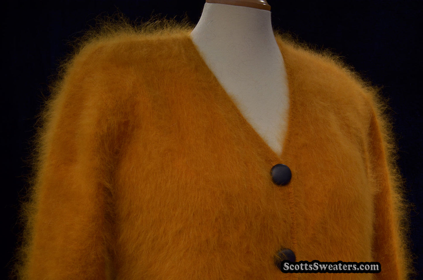 Woman's Gold Ultra-Soft Angora Cardigan Sweater