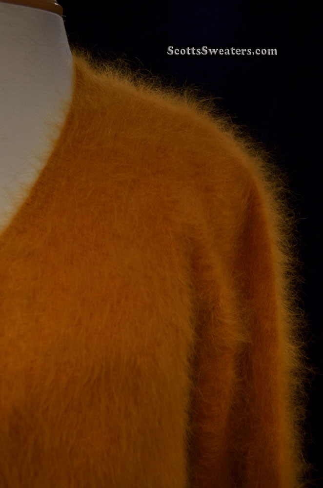 Woman's Gold Ultra-Soft Angora Cardigan Sweater