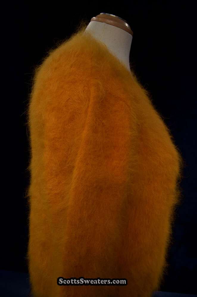 Woman's gold ultra-soft angora cardigan sweater medium size button-front by Scott's Sweaters