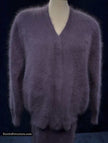 Cinereous-grey 3-piece angora cardigan set with short and long skirts, medium size