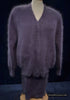 Cinereous-grey woman's 3-piece angora cardigan set with short and long skirts, medium size