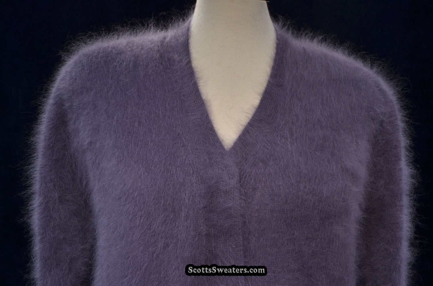 Cinereous-grey 3-piece angora cardigan set with short and long matching skirts in medium size
