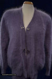 Cinereous-grey woman's 3-piece angora cardigan set with short and long matching skirts medium size