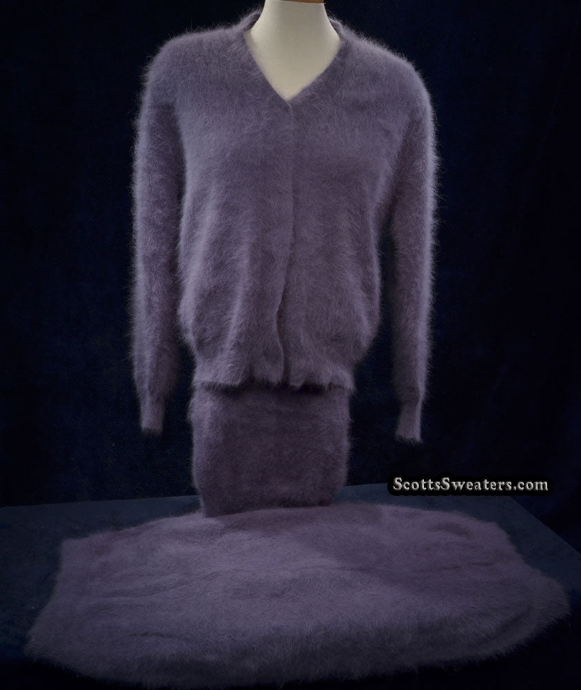 3-teiliger Angora-Cardigan und Röcke für Damen