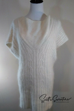 White angora cowlneck cable-knit sweaterdress with draped top sleeves by Willi Smith in medium