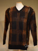 Coach Sweater black and gold fuzzy mohair V-neck with leather edging, unisex slouchy fit