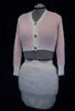 Girl's or woman's soft pink fuzzy plush eyelash cardigan sweater with buttons on mannequin