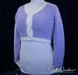 Girl's or woman's soft purple plush eyelash cardigan sweater with white trim