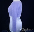 Girl's or woman's soft purple plush eyelash cardigan sweater on mannequin side view