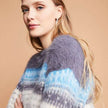 Grey & White Fair Isle matching sweater and skirt set in ultra-soft eyelash nylon fabric