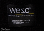 WeSC skateboarder street wear mohair cardigan sweater label close-up