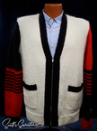 WeSC skateboarder street wear unisex mohair cardigan sweater with zipper in black, white, and red colors