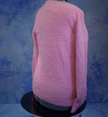 Girls's fuzzy pink plush crewneck sweater by Old Navy displayed from the back