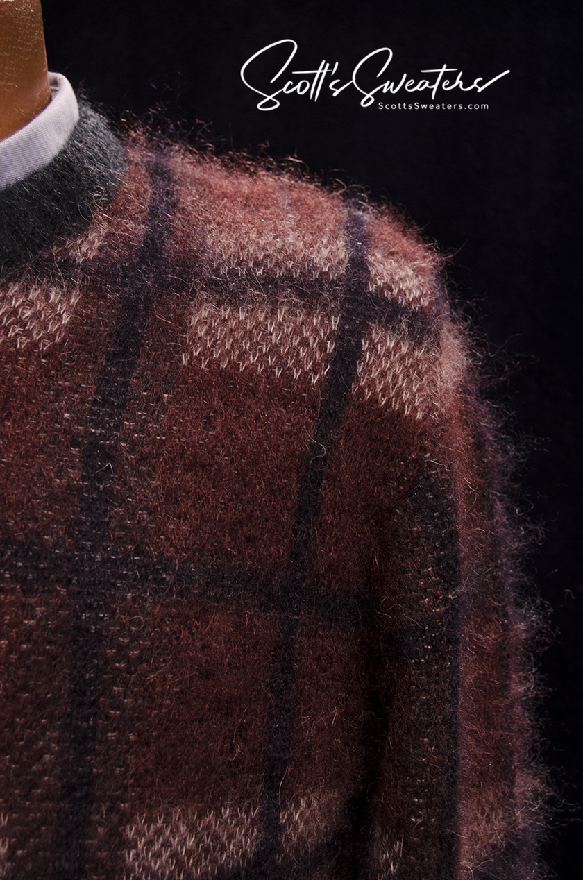 Men's Mohair Sweater Brick-red plaid by Roberto Collina