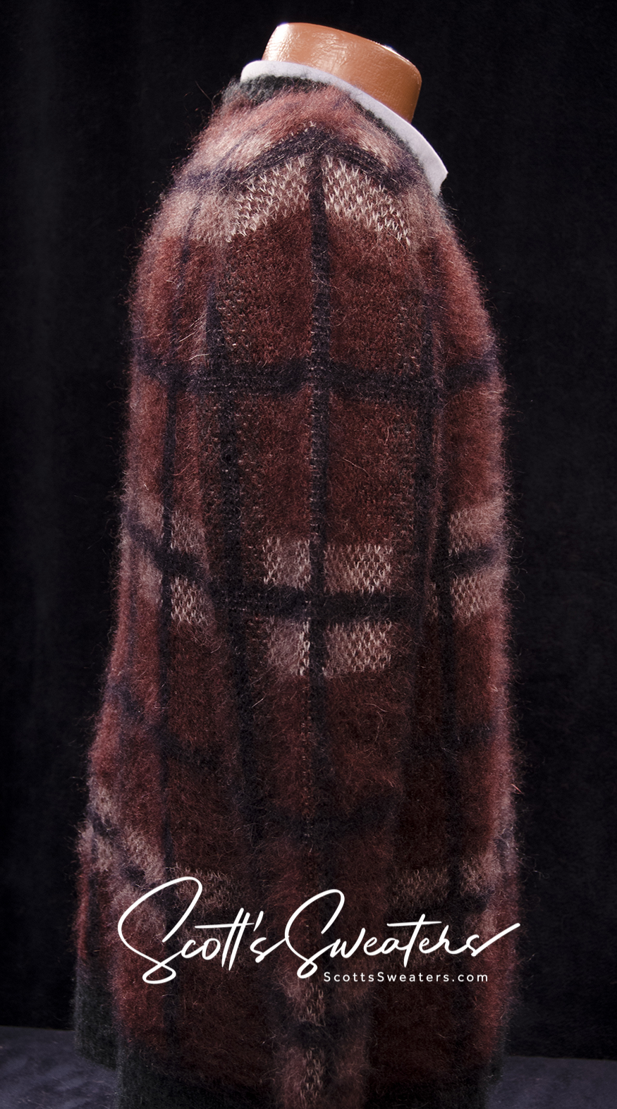 Men's Mohair Sweater Brick-red plaid by Roberto Collina